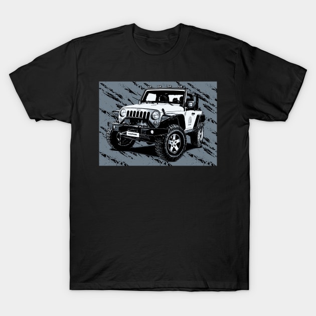 WHITE JEEP WRANGLER T-Shirt by Rezronauth